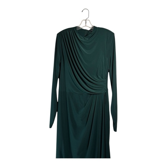 Betsy & Adam Ruched Slit Long-Sleeve Dress in Pine NWOT - Picture 3 of 9